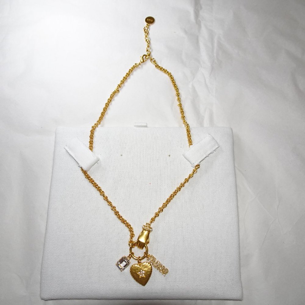 Dior J'Adior Hand Heart Crystal Gold Chain Necklace - Picture 5 of 13